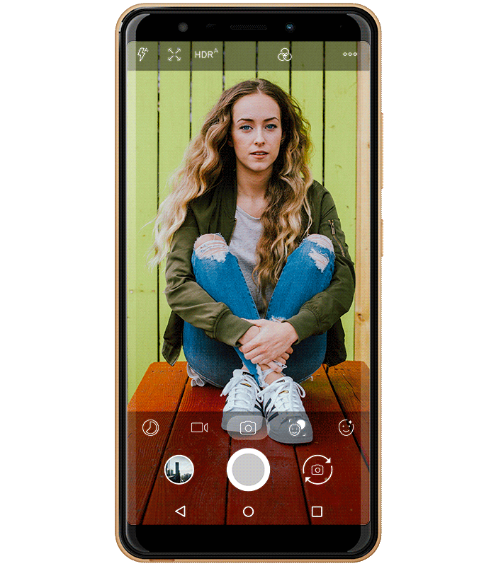Funzione selfie luce bassa mostrato su un View Go