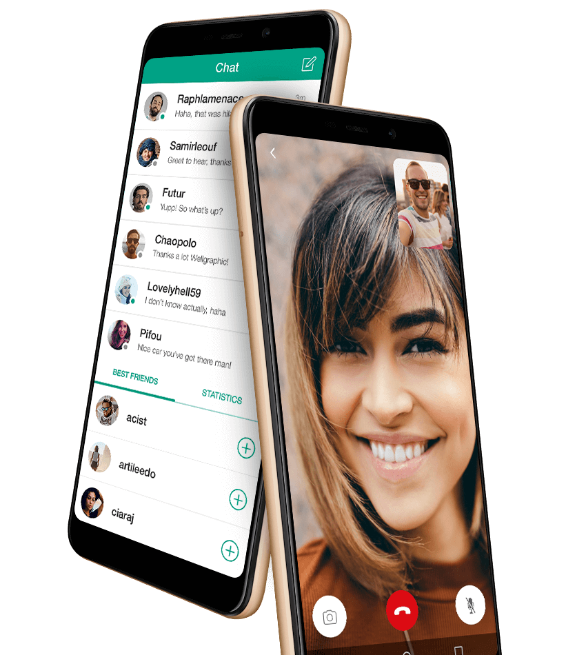 View Max con foto di ragazza e chat